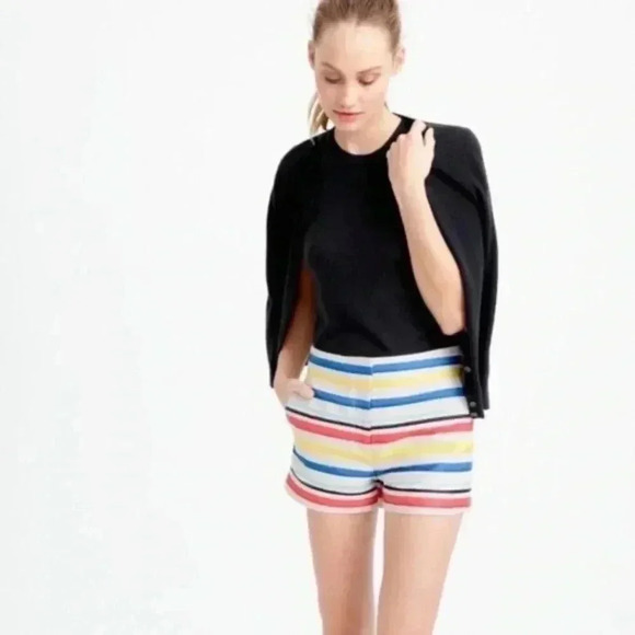 J. Crew Jacquard Basket Weave Colorful Striped Shorts - Picture 1 of 10